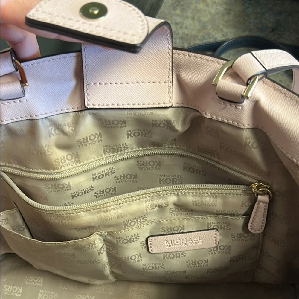 Michael Kors Pale Pink Leather Tote with Gold Hardware